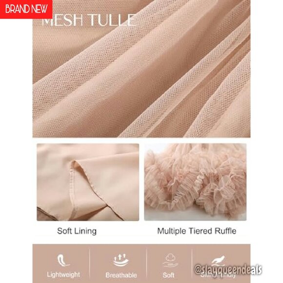 Maxi Tulle Skirt High Waisted Elastic A Line Layered Fairy Tutu - Picture 7 of 8